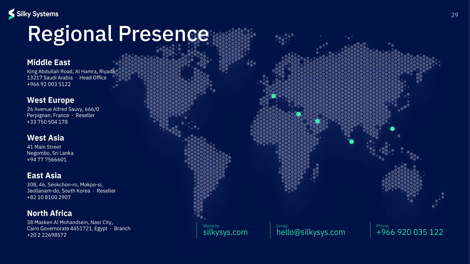 Silky Systems regional presence map